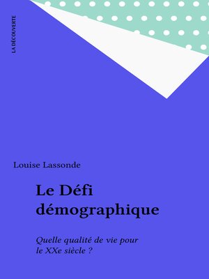 cover image of Le Défi démographique